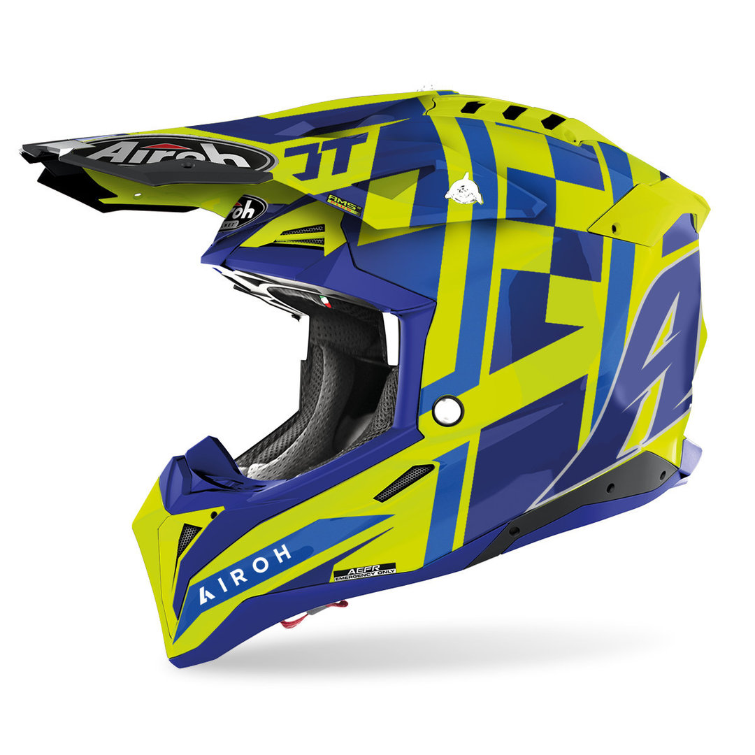 Airoh Aviator 3 TC21 Motocross Helm- blau-gelb- Grsse XS- blau-gelb- Grsse XS Motorrad