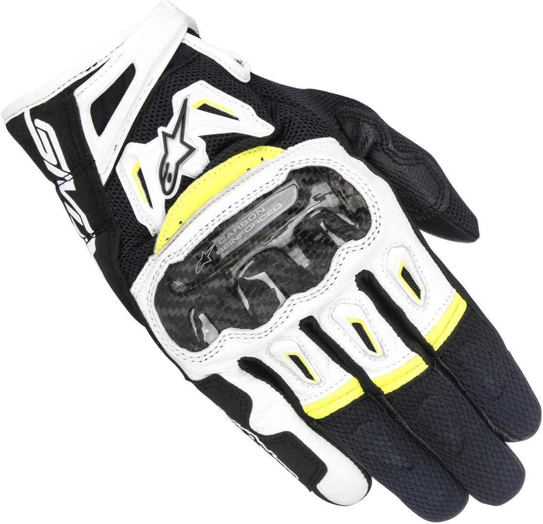 Alpinestars SMX-2 Air Carbon V2 Handschuhe- schwarz-weiss-gelb- Grsse S- schwarz-weiss-gelb- Grsse S Motorrad