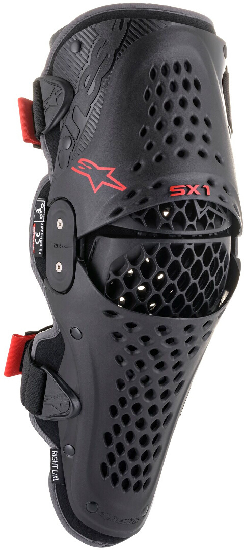 Alpinestars SX-1 V2 Knieprotektoren- schwarz-rot- Grsse S M- schwarz-rot- Grsse S M Motorrad
