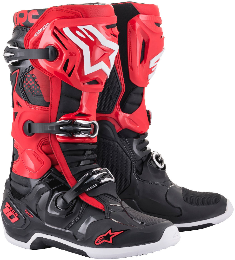 Alpinestars Tech 10 Motocross Stiefel- schwarz-rot- Grsse 42- schwarz-rot- Grsse 42 Motorrad