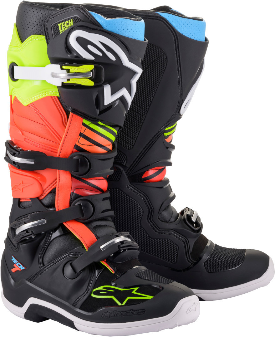 Alpinestars Tech 7 Motocross Stiefel- schwarz-rot-gelb- Grsse 40 41- schwarz-rot-gelb- Grsse 40 41 Motorrad