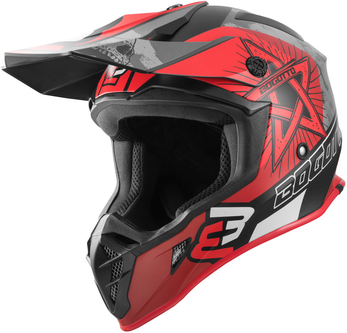 Bogotto V332 Rebelion Motocross Helm- schwarz-rot- Grösse XS- schwarz-rot- Grösse XS Motorrad