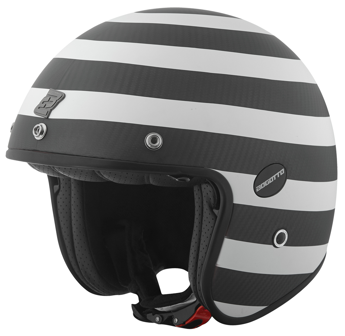 Bogotto V587 Scacchi Carbon Jethelm- schwarz-weiss- Grsse XS- schwarz-weiss- Grsse XS Motorrad