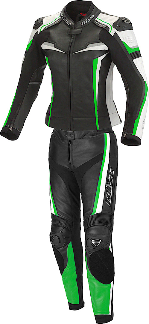 Bse Mille 2-Teiler Damen Motorrad Lederkombi- schwarz-grn- Grsse 36- schwarz-grn- Grsse 36 Motorrad