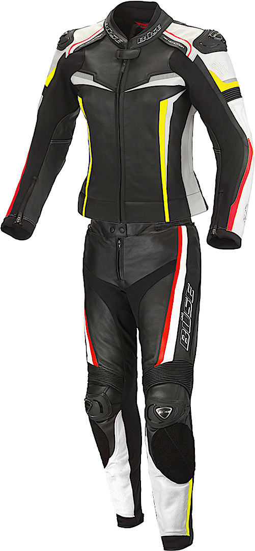 Bse Mille 2-Teiler Damen Motorrad Lederkombi- schwarz-rot-gelb- Grsse 34- schwarz-rot-gelb- Grsse 34 Motorrad