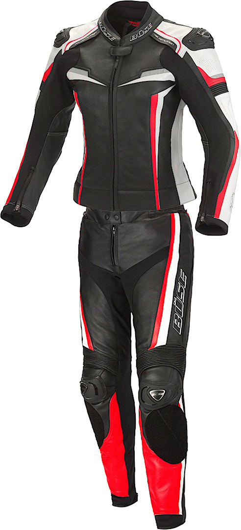 Bse Mille 2-Teiler Damen Motorrad Lederkombi- schwarz-rot- Grsse 38- schwarz-rot- Grsse 38 Motorrad