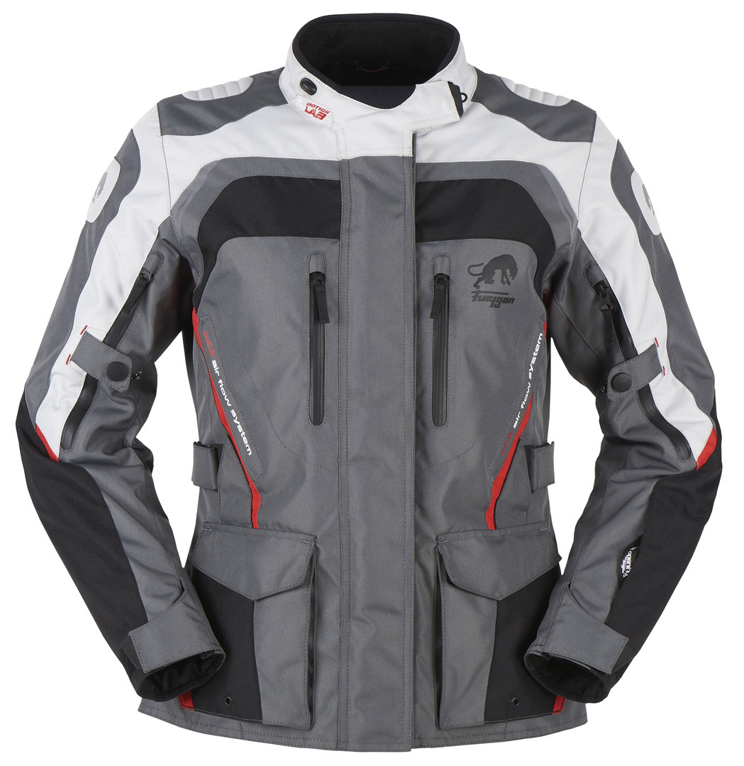 Furygan Apalaches Damen Motorrad Textiljacke- schwarz-grau-rot- Grsse L- schwarz-grau-rot- Grsse L Motorrad