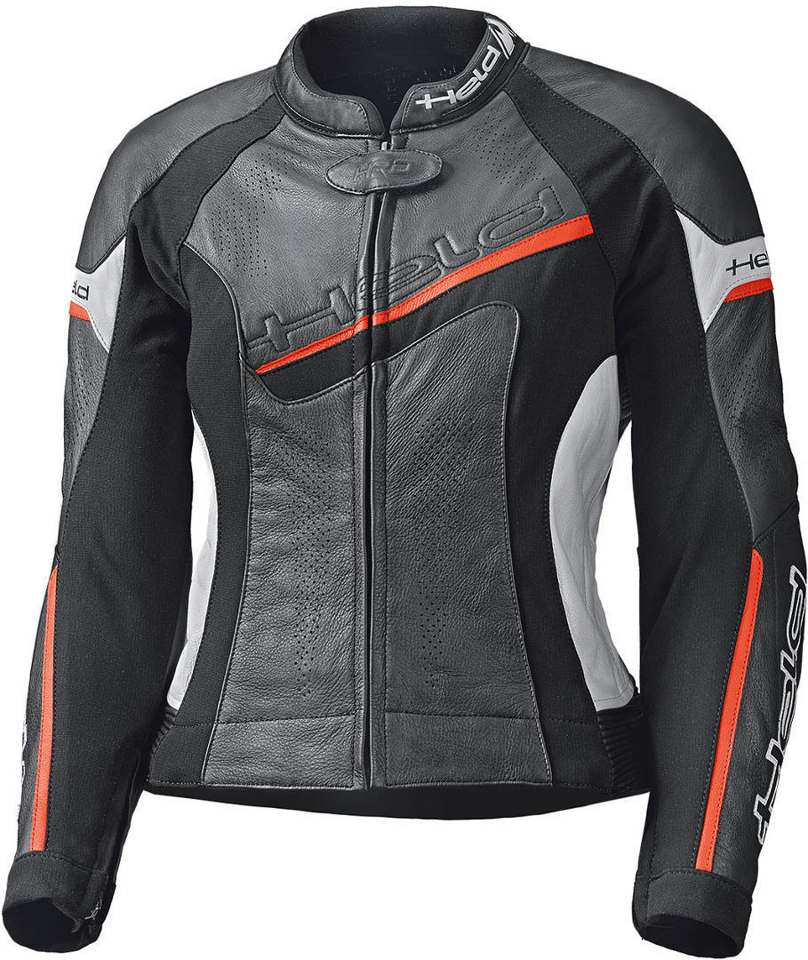 Held Debbie II Damen Motorrad Lederjacke- schwarz-weiss-rot- Grsse 34- schwarz-weiss-rot- Grsse 34 Motorrad