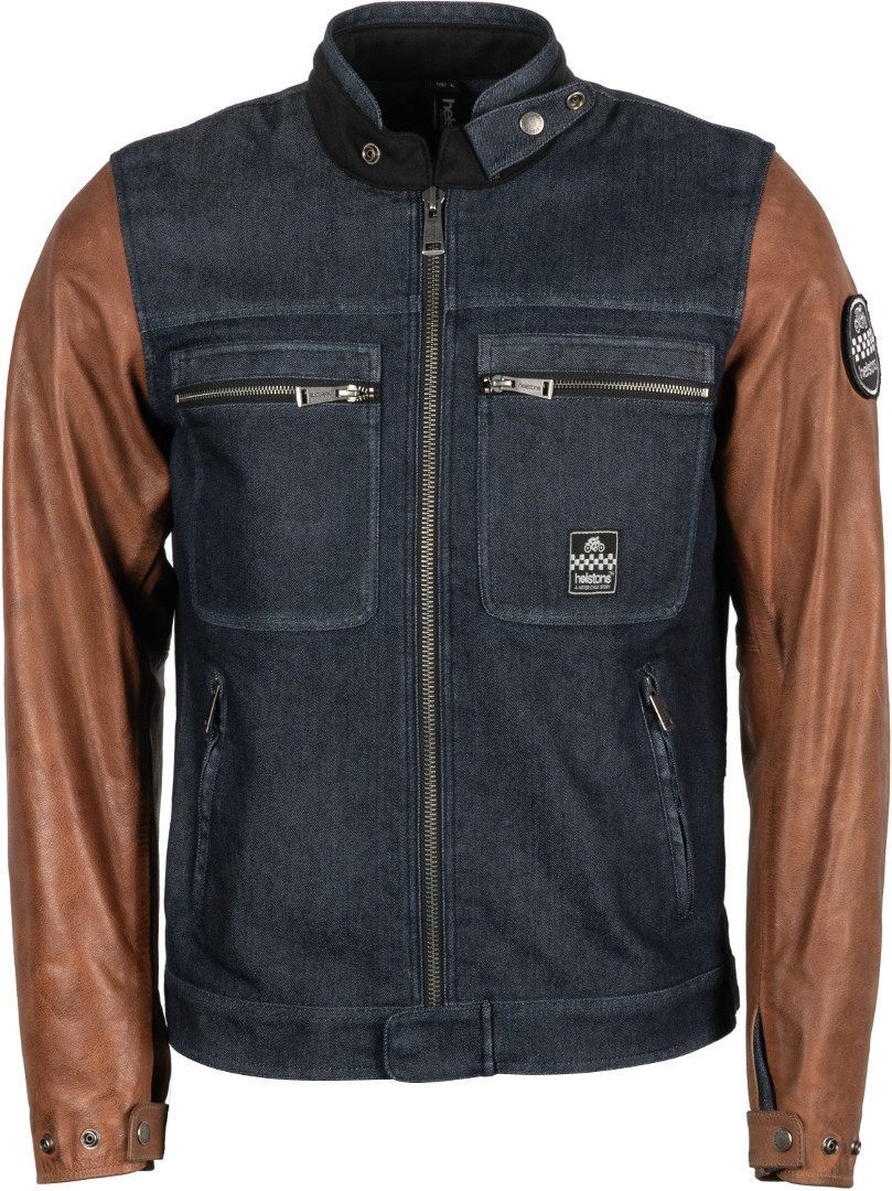 Helstons Winston Motorrad Lederjacke- blau-braun- Grsse S- blau-braun- Grsse S Motorrad