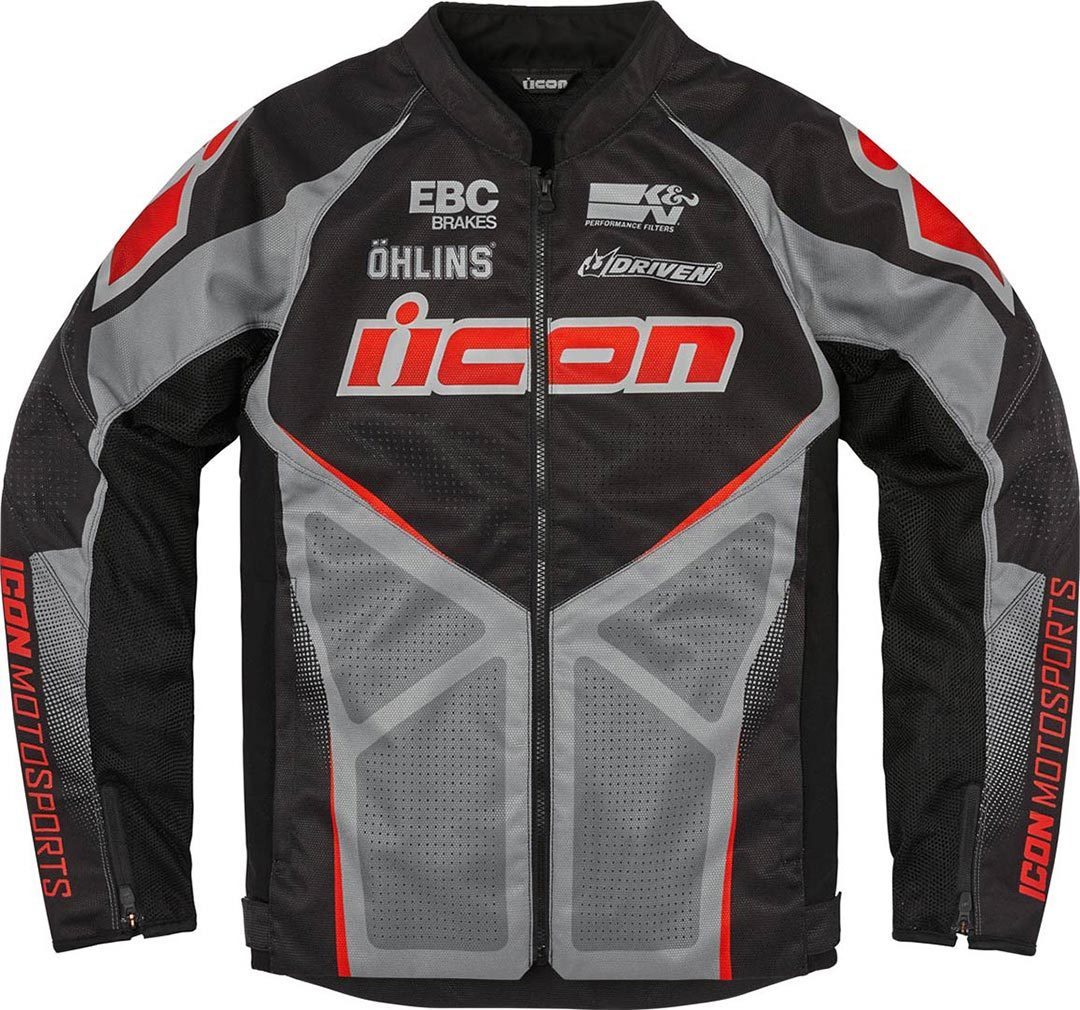 Icon Hooligan Ultrabolt Motorrad Textiljacke- schwarz-grau-rot- Grsse S- schwarz-grau-rot- Grsse S Motorrad