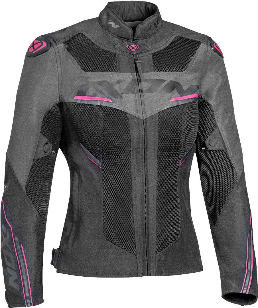 Ixon Draco Damen Motorrad Textiljacke- schwarz-grau-pink- Grsse XS- schwarz-grau-pink- Grsse XS Motorrad