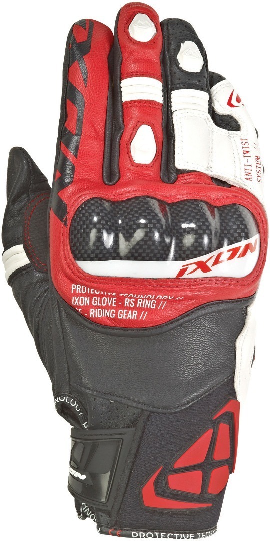 Ixon Rs Ring Motorradhandschuhe- schwarz-weiss-rot- Grsse M- schwarz-weiss-rot- Grsse M Motorrad