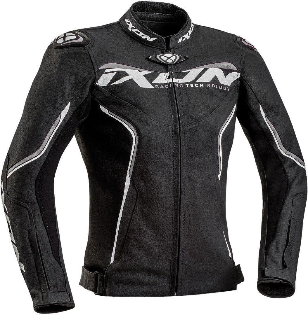 Ixon Trinity Damen Motorrad Lederjacke- schwarz-grau-weiss- Grsse XS- schwarz-grau-weiss- Grsse XS Motorrad