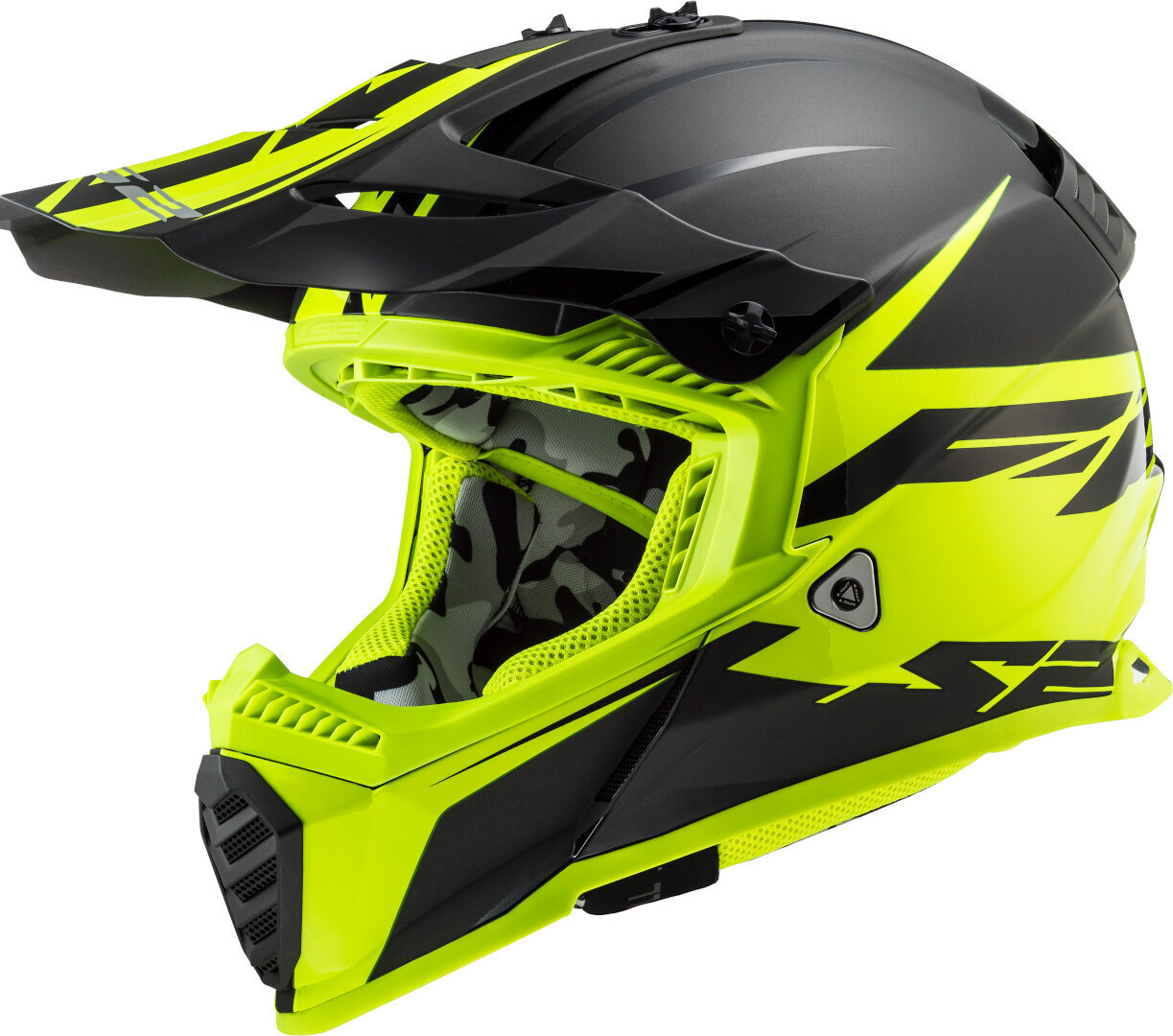 LS2 MX437 Fast Evo Roar Motocross Helm- schwarz-gelb- Grsse XS- schwarz-gelb- Grsse XS Motorrad