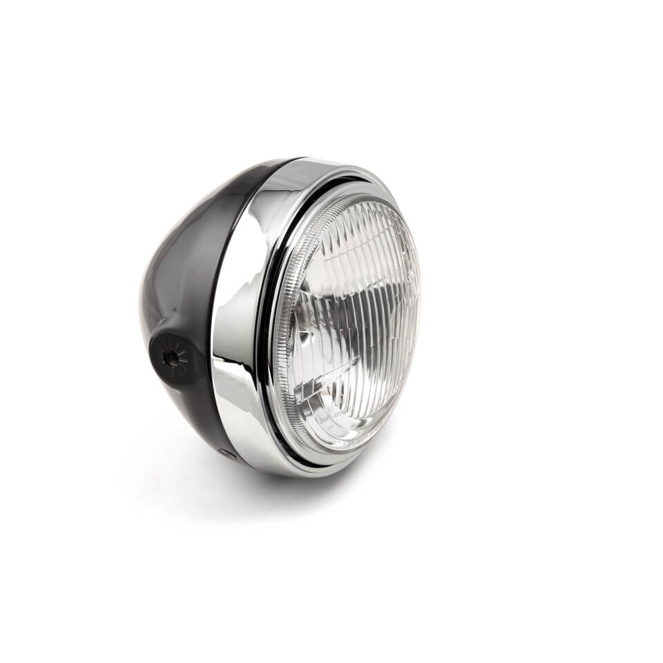 LSL Scrambler Scheinwerfer- Riffelglas-H4- schwarz-chrom- schwarz Motorrad