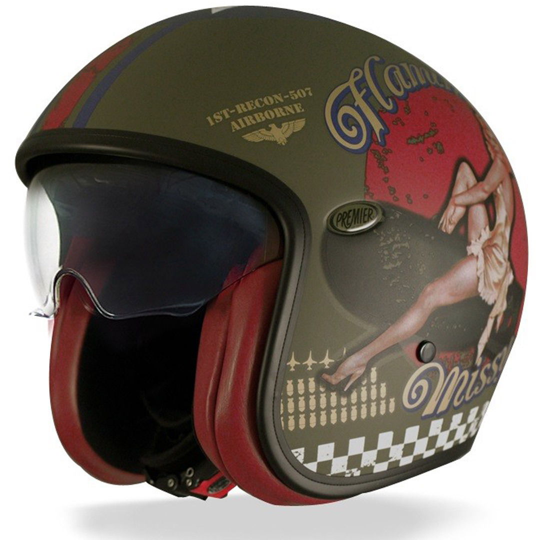 Premier Vintage Pin Up Jethelm- grn- Grsse XS- grn- Grsse XS Motorrad