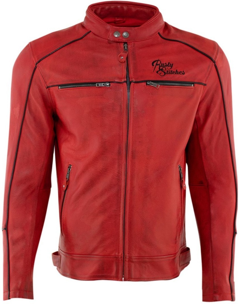 Rusty Stitches Chase Motorrad Lederjacke- schwarz-rot- Grsse S- schwarz-rot- Grsse S Motorrad