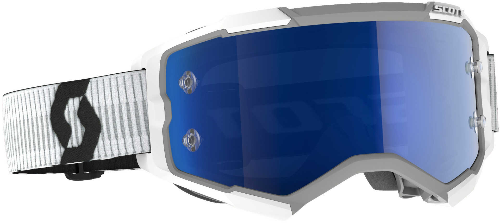 Scott Fury Chrome weiss-blau Motocross Brille- weiss-blau- weiss-blau Motorrad