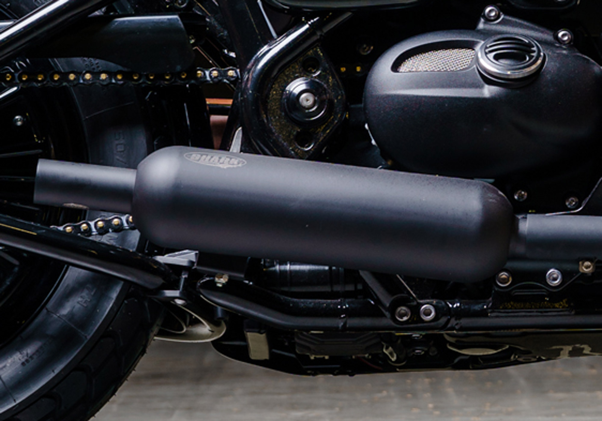 SHARK EXHAUST Retro Classic Edelstahl beschichtet schwarz-matt- schwarz Motorrad