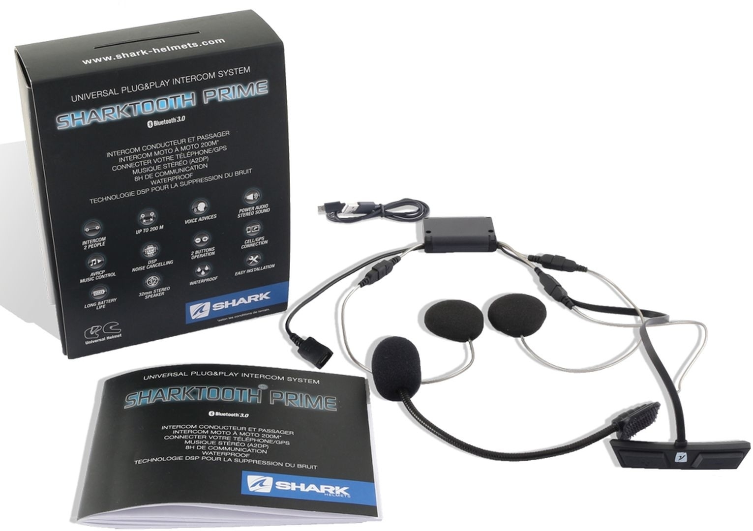 Shark Sharktooth Prime Bluetooth Kommunikationssystem- schwarz- schwarz Motorrad
